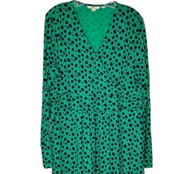 Boden Layla Jersey Floral Dress Pockets - Emerald Green/Navy - 8L - Picture 4 of 13